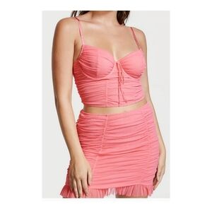 NWOT Victoria’s Secret Ruched Mini Skirt Ruffle Lingerie Light Pink Small Large